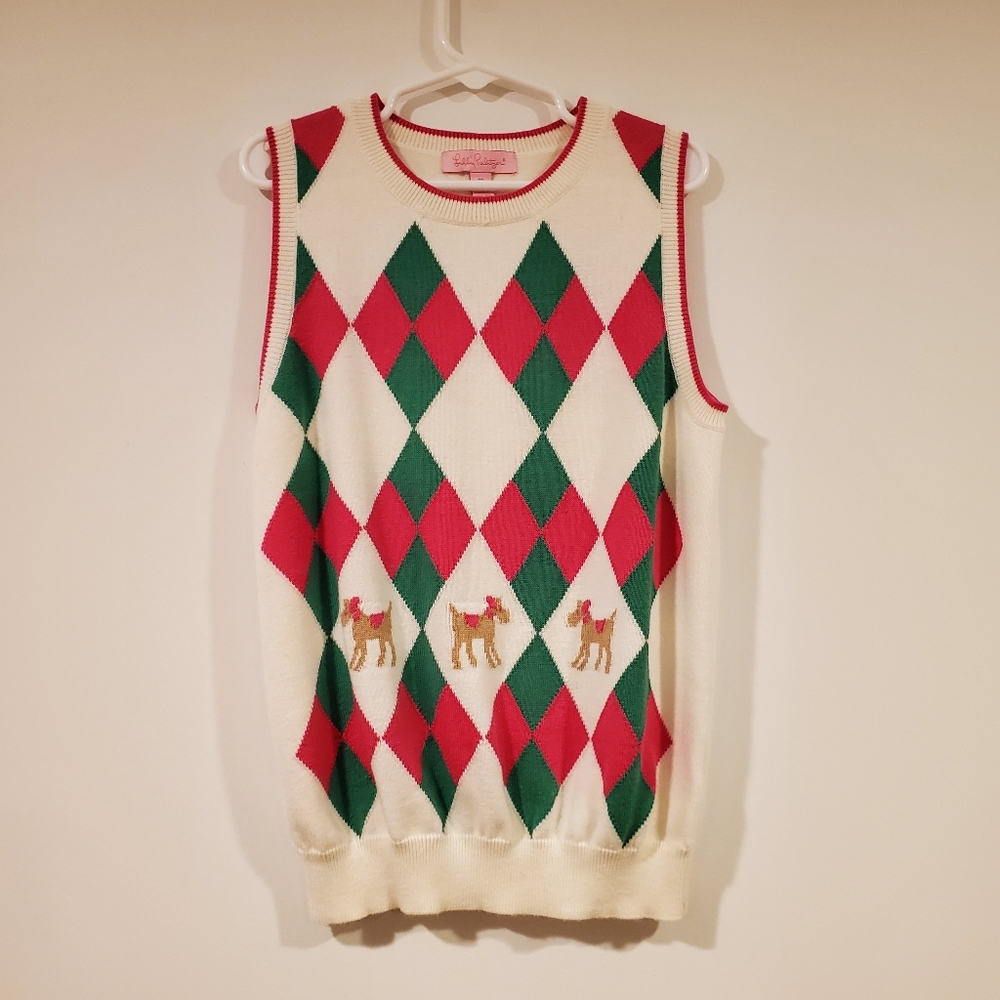 Lilly Pulitzer Argyle Dog Vest Girl's Size 12